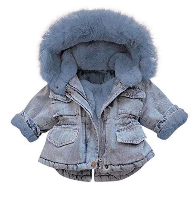 Pink or Blue Faux Fur Denim Jacket (1-6 Year Sizes)