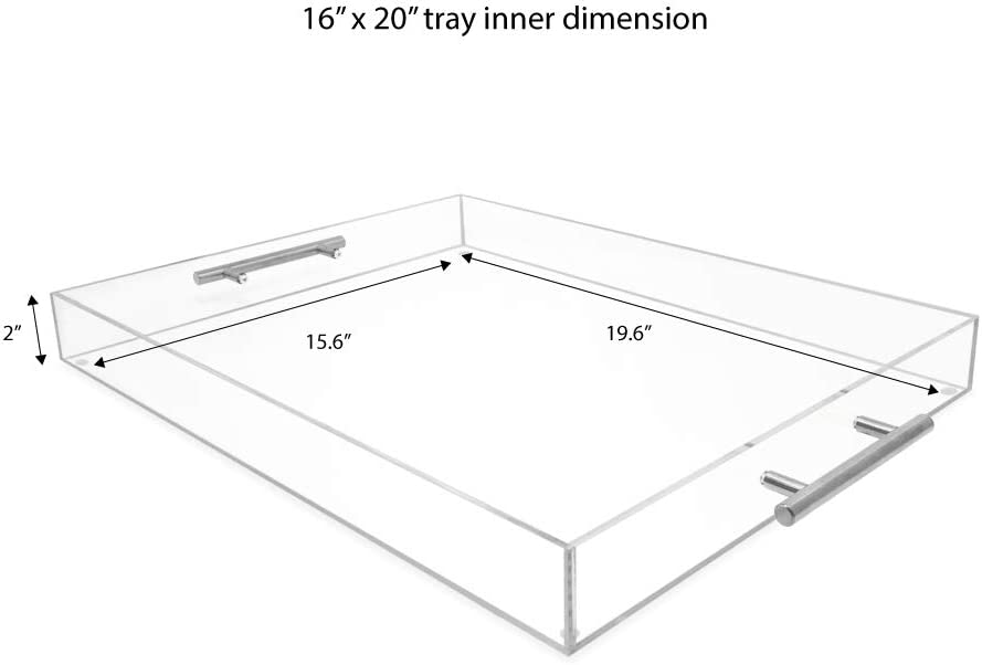 Lucite Tray with Brushed Silver Metal Handles